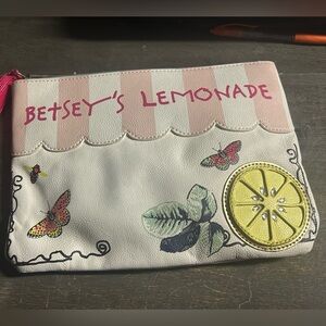 Betsey Johnson Pink and White Lemonade Stand Pouch
